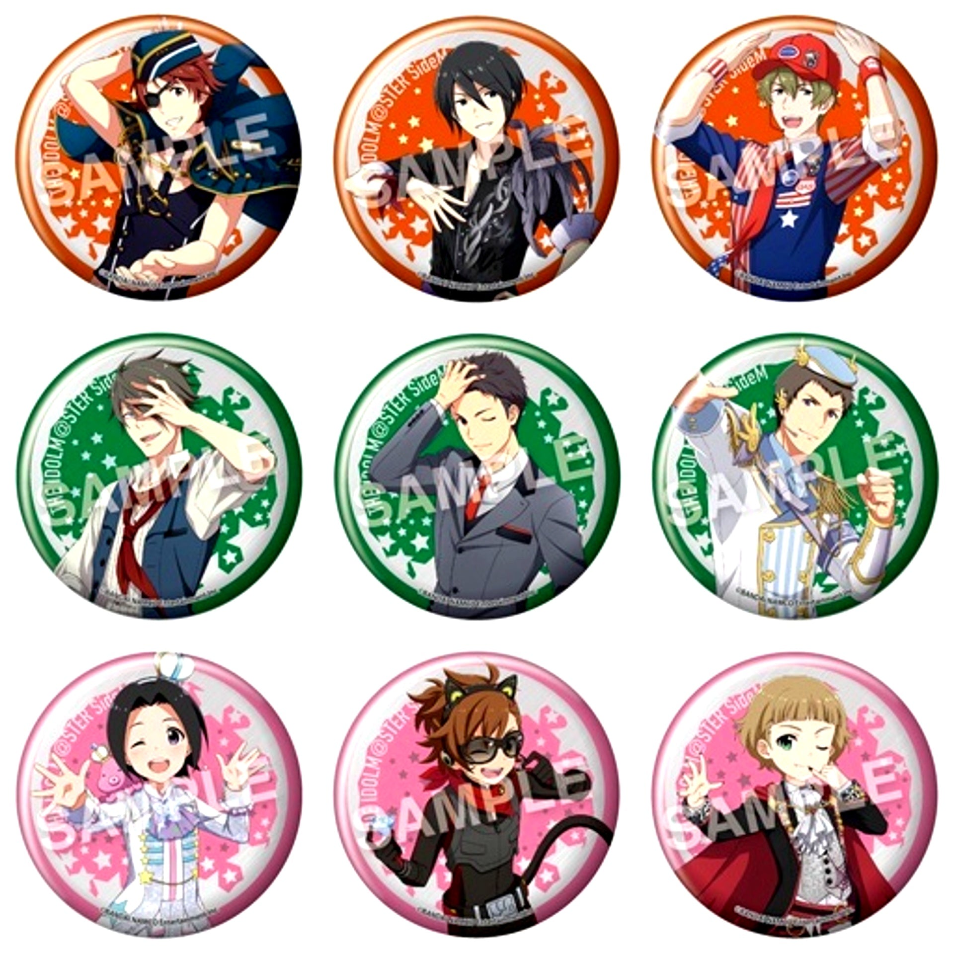 Set of 9 The Idolmaster SideM Metal Tin Badge DRAMATIC STARS / FRAME / Mofumofuen [USED]
