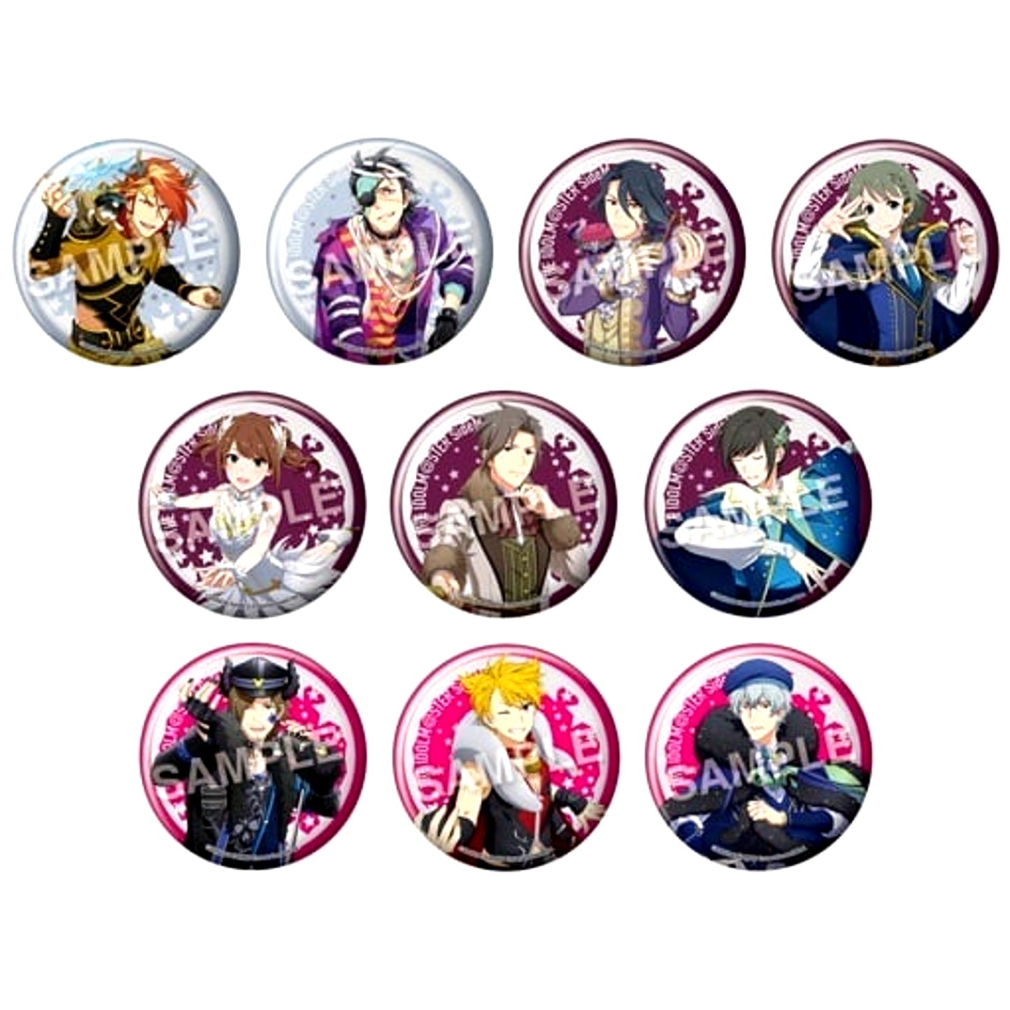 Set of 10 The Idolmaster SideM Metal Tin Badge Shinsoku Ikkon / Cafe Parade / S.E.M [USED]