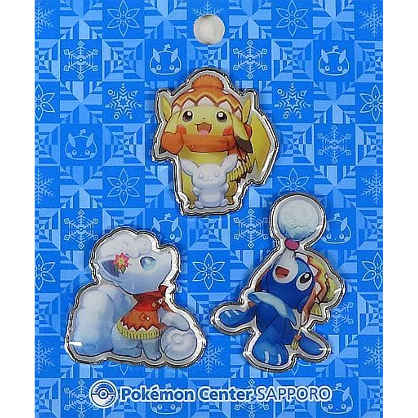Pokemon Pikachu Alolan Vulpix Popplio Pokemon Center Sapporo Pins Set Pokemon Center Limited Pins [USED]