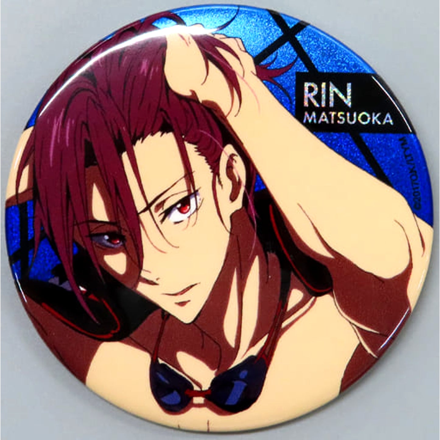 Free! Take Your Marks Rin Matsuoka Deep Spirit Ver. Clear Blue Series Hologram Can Badge Buttons [USED]