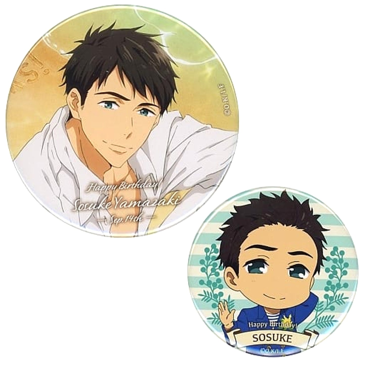 Sousuke Yamazaki Free! Series Birthday Presents Set of 2 Thanks! Birthday Button Set [USED]