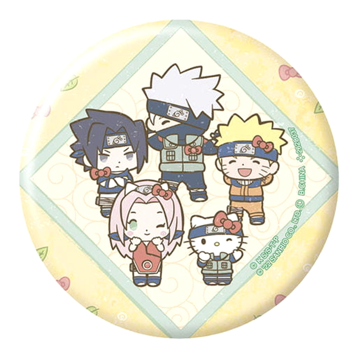 Naruto X Sanrio Characters Group 7 Hello Kitty Hologram Can Badge Collection Group 7 Buttons [USED]