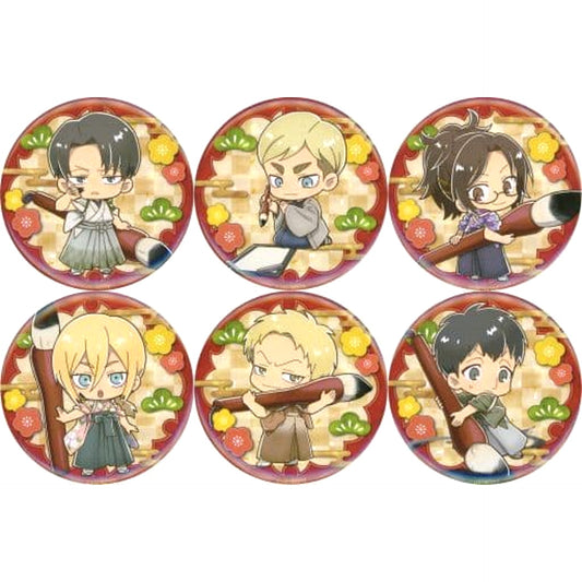 Attack on Titan Ellen Yeager & Others New Year Can Badge Box B Attack on Titan Princess Cafe Limited Buttons [USED]