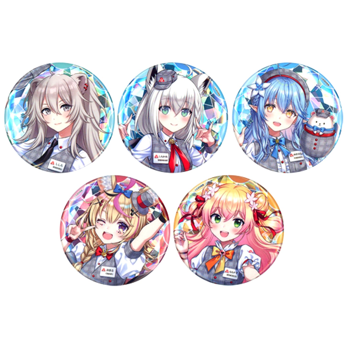 Set of 5 Group Full Body Virtual YouTuber Hololive Hologram Button in Fuji-Q Highland 2021 [USED]