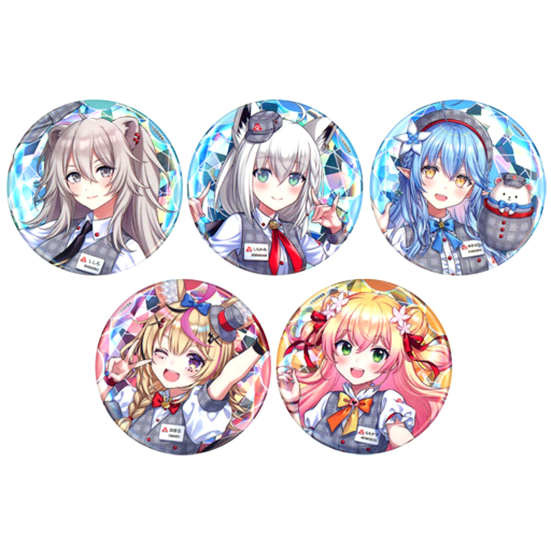 Set of 5 Group Full Body Virtual YouTuber Hololive Hologram Button in Fuji-Q Highland 2021 [USED]