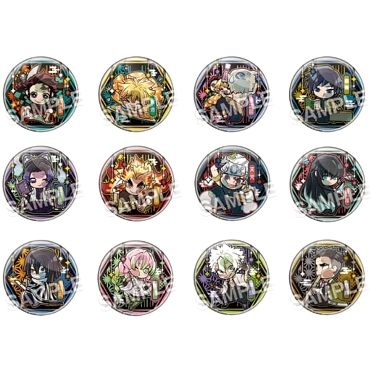 Demon Slayer: Kimetsu no Yaiba Shinobu Kocho & Others Pita! Deformed Immersed in Hobbies Can Badge All 12 Types Set Buttons [USED]
