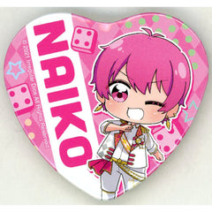 Ireisu Naiko Chibi Chara Trading Heart Shaped Can Badge FamilyMart Exclusive Buttons [USED]