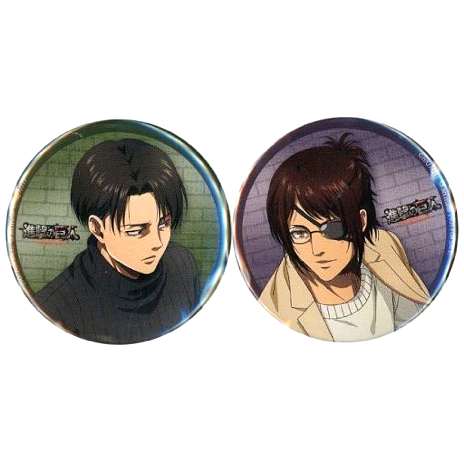 Set of 2 Levi & Hange Attack on Titan The Final Season Blu-ray/DVD Vol.1 & Vol.2 56mm Button Animate Linked Purchase Bonus [USED]