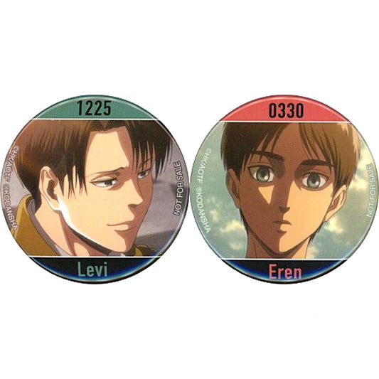 Levi & Eren Bonus Ver Attack on Titan Vol 3 AMNIBUS BOX Pre-order Bonus Trading Button Set [USED]