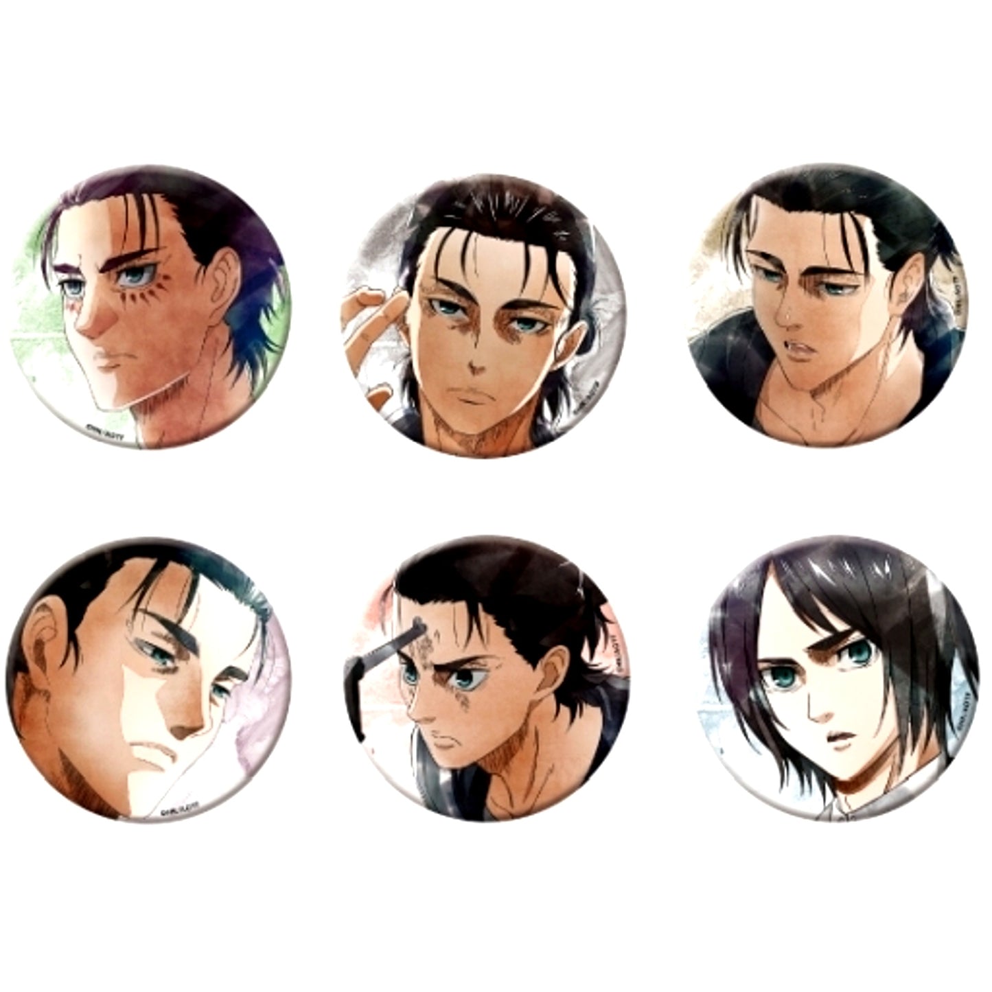 Set of 6 Attack on Titan Character Badge Collection 3rd Eren Art-pic [USED]