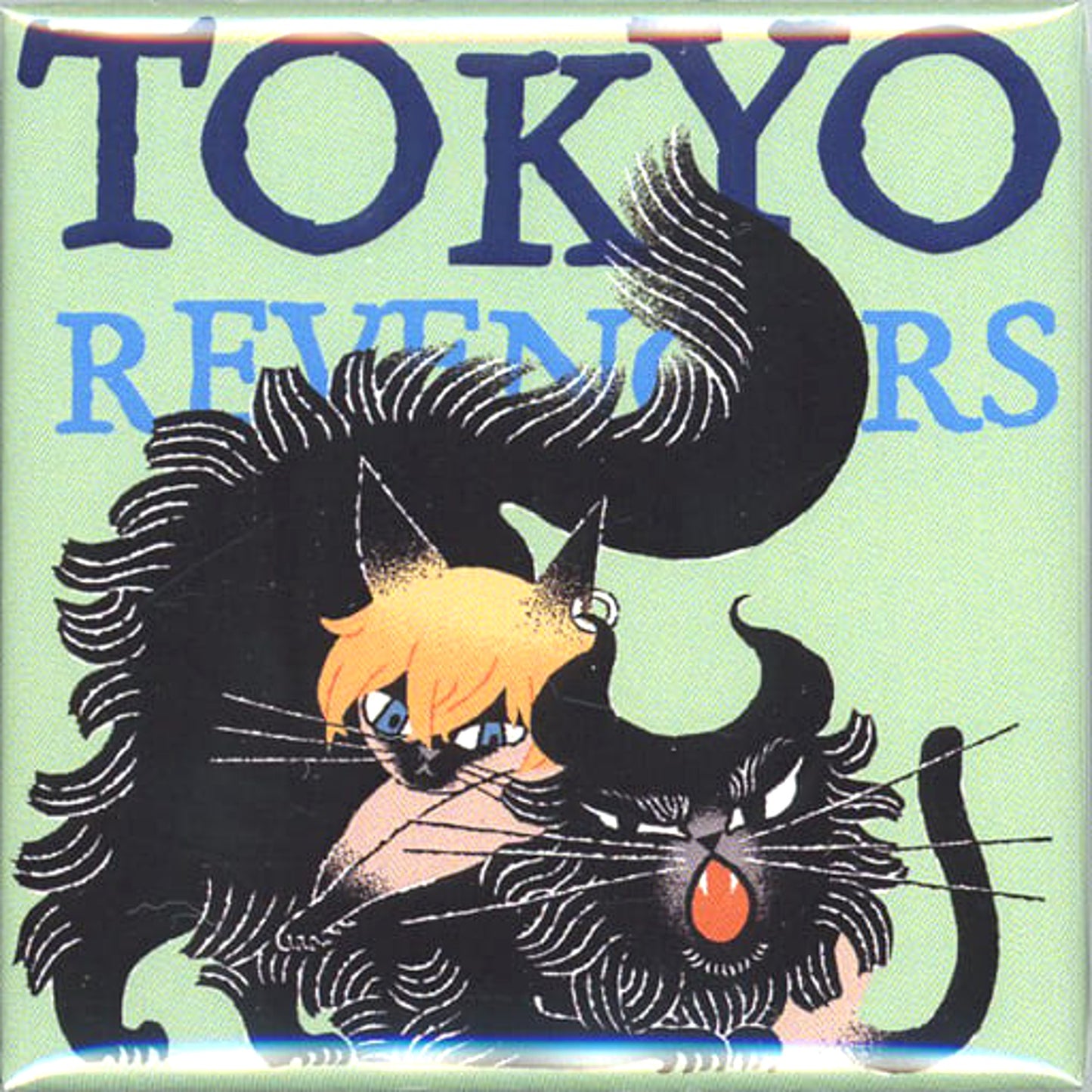 Baji Cat Chifuyu Cat Tokyo Revengers Square Button Collection Illustrations by Kuro Neko Design [USED]