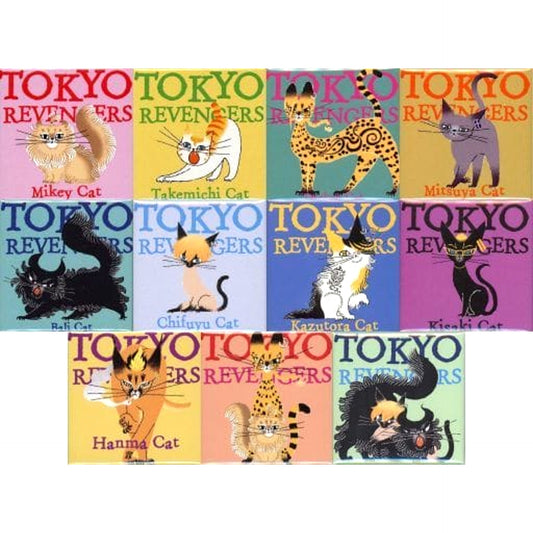 Tokyo Revengers Takemichi Cat & Others Illustrations by Kuro Neko Design Square Can Badge Collection All 11 Types Set Buttons [USED]
