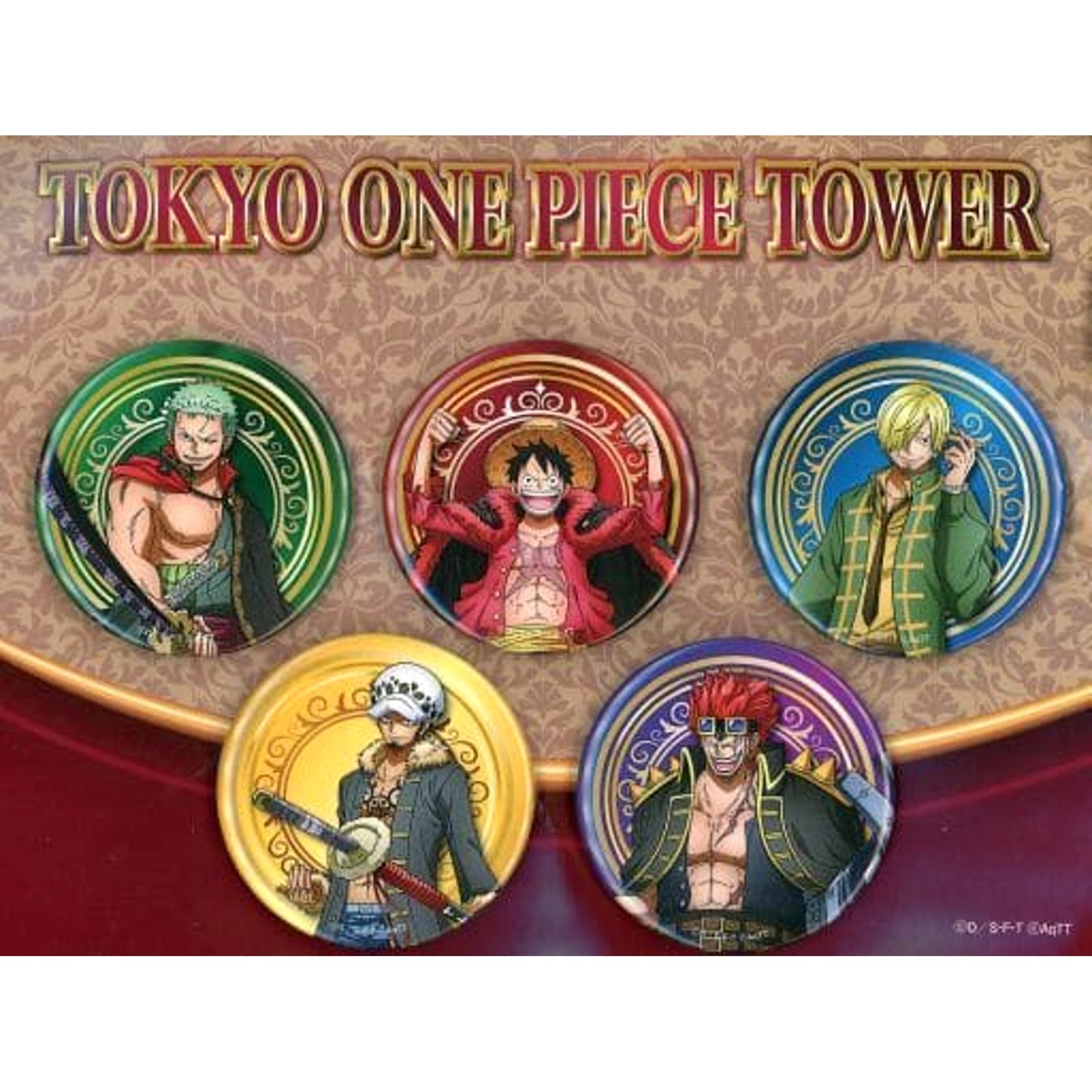 One Piece Roronoa Zoro & Others Can Badge Set Tokyo One Piece Tower Mugiwara Store Limited Treasure Bag 2020 Bundled Items 5 Piece Set Buttons [USED]