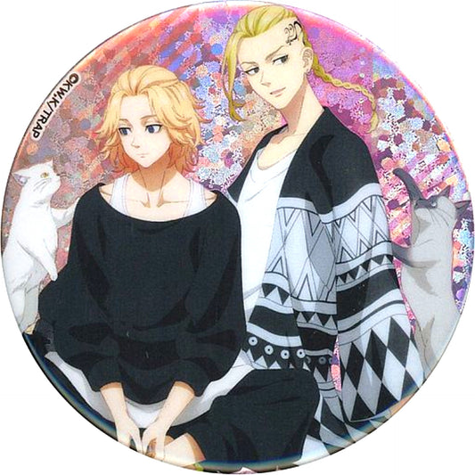Manjiro Sano & Ken Ryuguji Tokyo Revengers Big Holo Button With Cat Ver. animate Limited [USED]