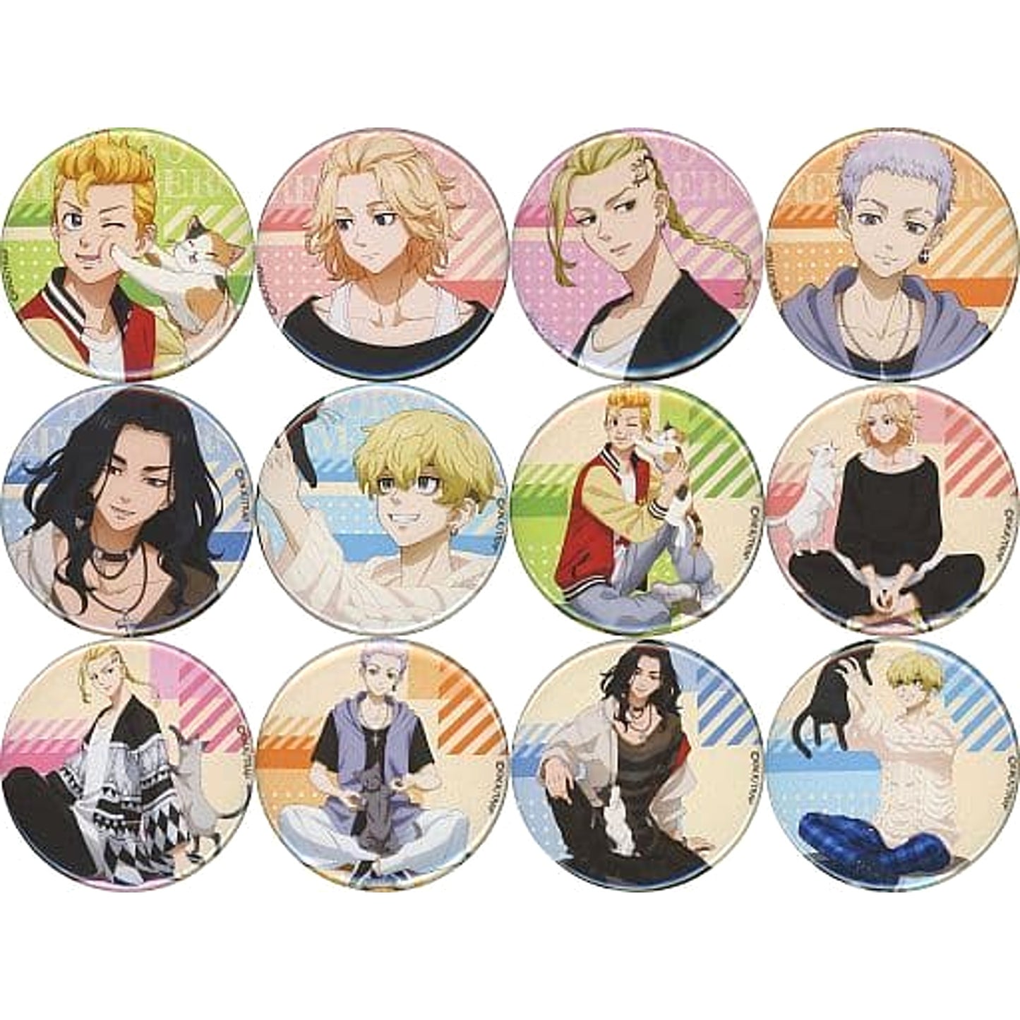 Manjiro Sano & Others Tokyo Revengers All 12 Types Set Random Button with the Cat Ver. animate Limited [USED]