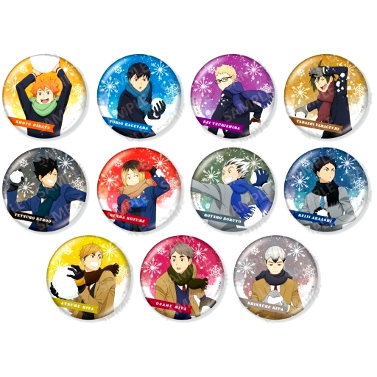 Set of 11 Haikyu!! Kira Kira Button Collection Snow Play Ver. [USED]