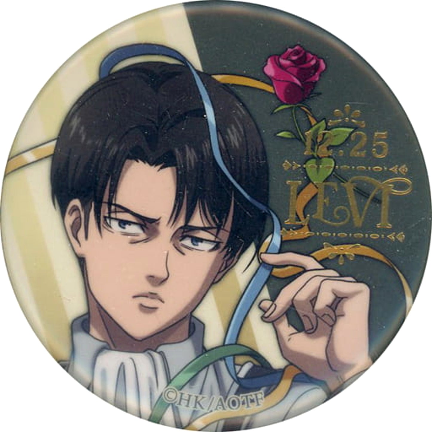 Attack on Titan Levi Ackerman Sanrio Characters Collaboration Can Badge Birthday Drawing 2021 Buttons [USED]