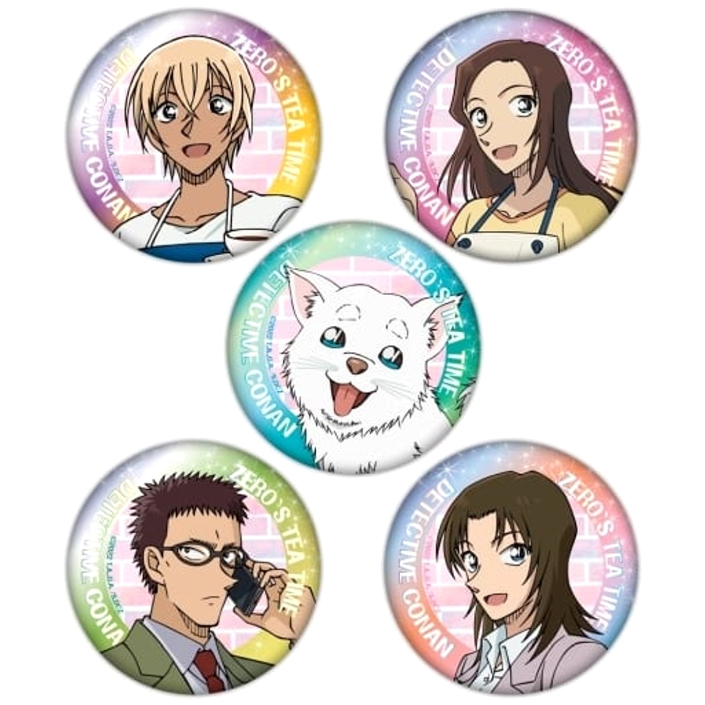 Rei Furuya & Others Detective Conan: Zero's Tea Time 5 Piece Set Button [USED]