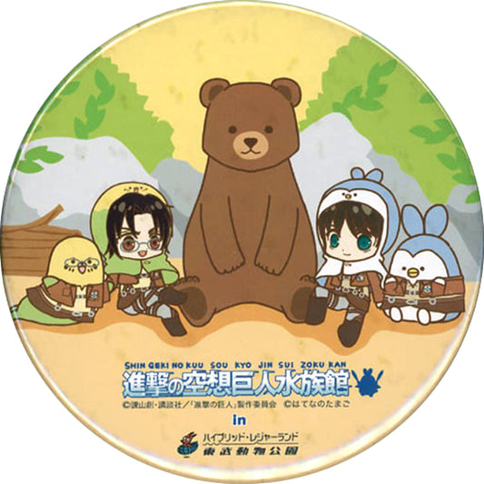Attack on Titan Brown Bear BIG Can Badge Attack on Titan Aquarium Tobu Zoological Park Limited Buttons [USED]