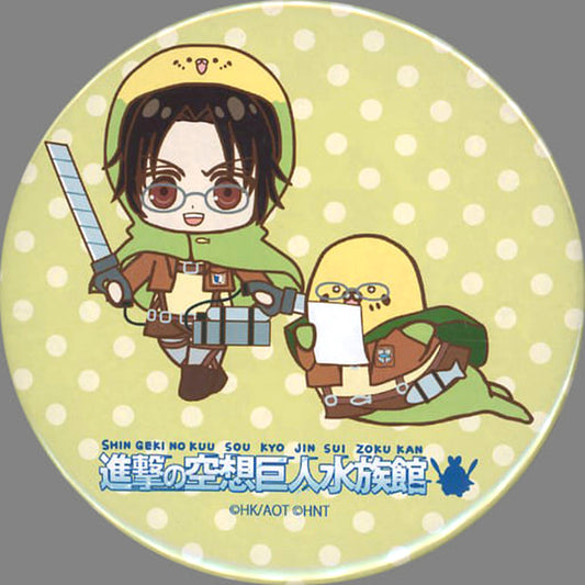 Attack on Titan Ottoseinko Hange BIG Can Badge Attack on Titan Shingeki no Kuso Kyojin Suzokukan Limited Buttons [USED]