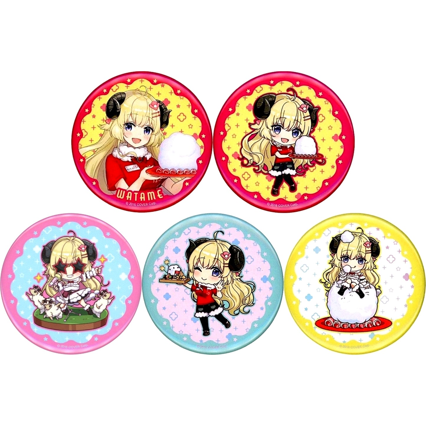 Set of 5 Tsunomaki Watame Virtual YouTuber Hololive Trading Button Merino WATAMERINO Collaboration [USED]