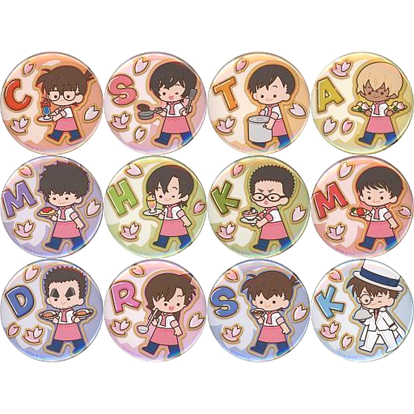 Set of 12 Detective Conan Cafe 2022 Button [USED]