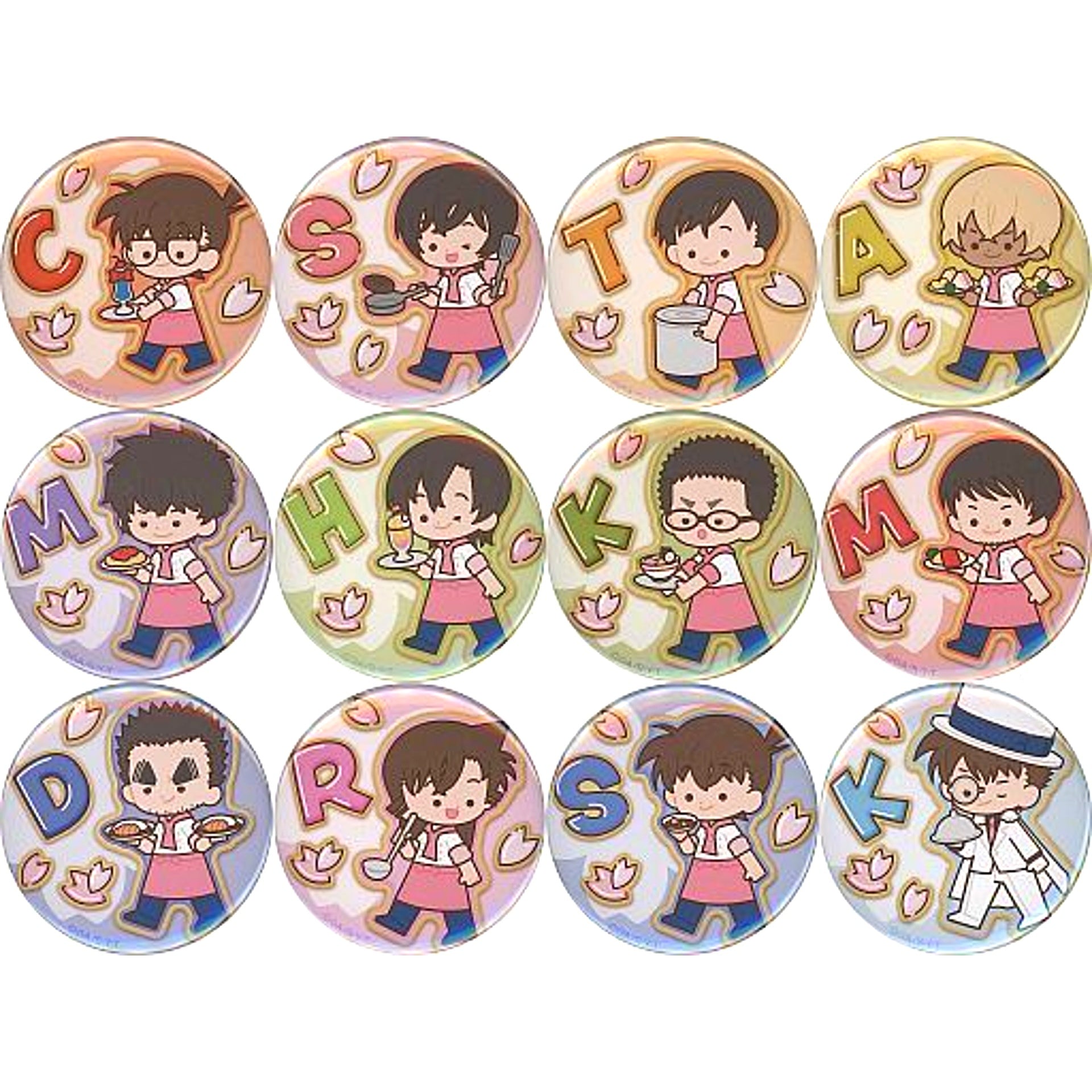 Set of 12 Detective Conan Cafe 2022 Button [USED]