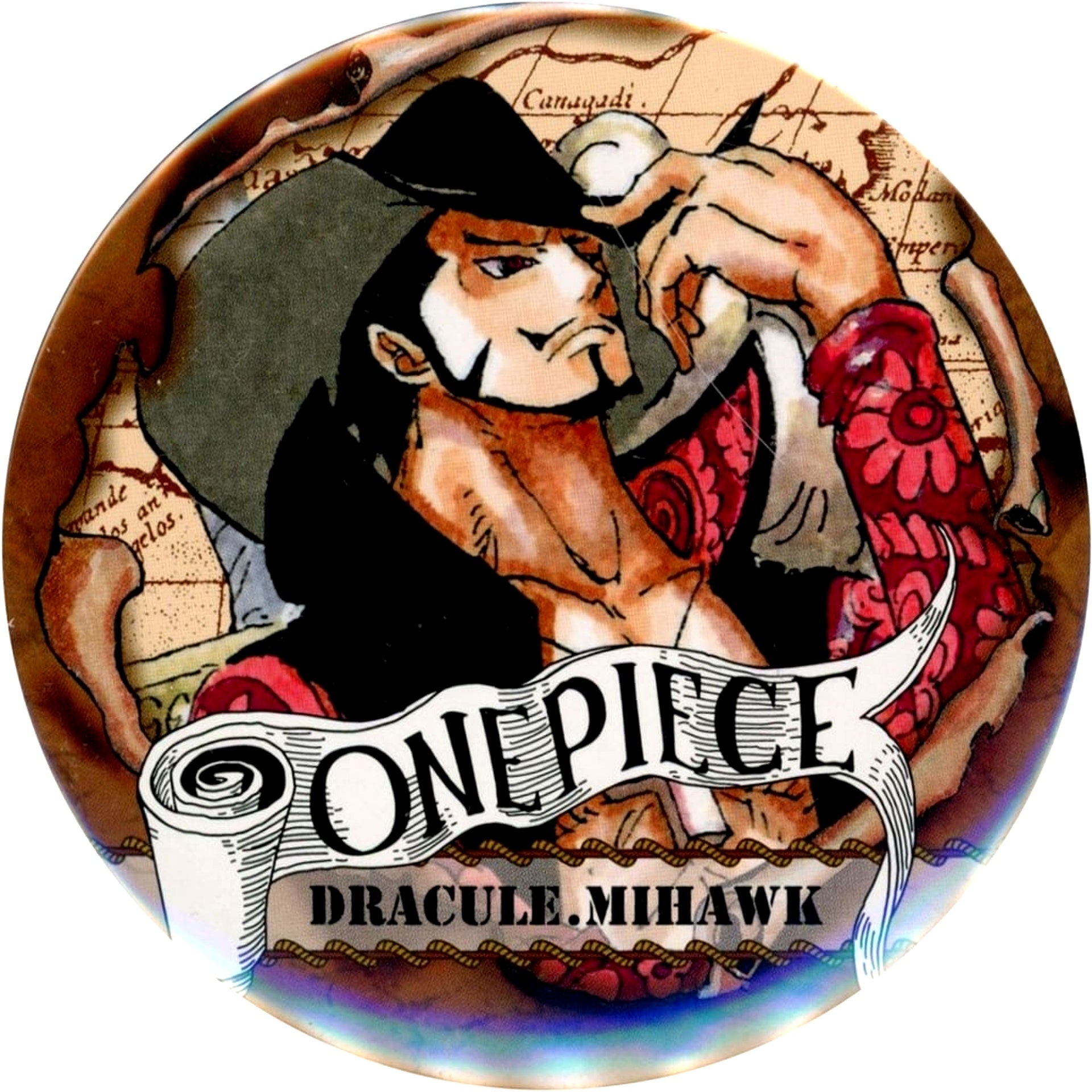 Dracule Mihawk Vol. 2 One Piece Collection Button [USED]