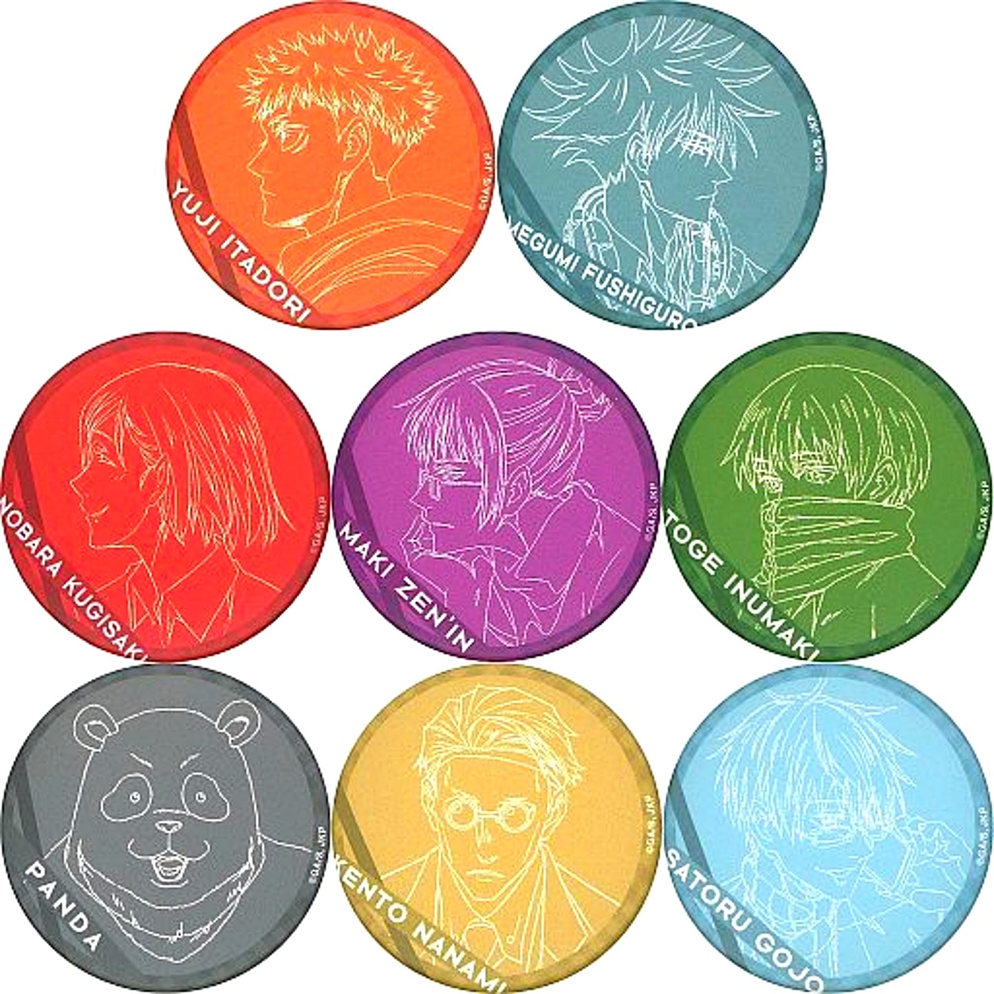 Set of 8 Jujutsu Kaisen Original Art Button Collection MAPPA SHOWCASE MAPPA 10th ANNIVERSARY Since2011 in Animate Goods [USED]