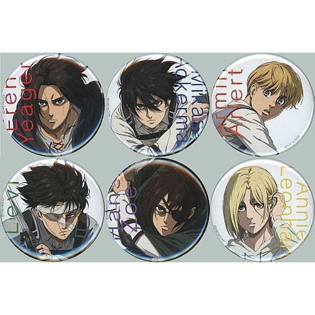 Attack on Titan The Final Season Ellen Yeager & Others Can Badge Collection General Copyright Mappa 10th Anniversary Since2011 in animate Limited All 6 Types Set Buttons [USED]