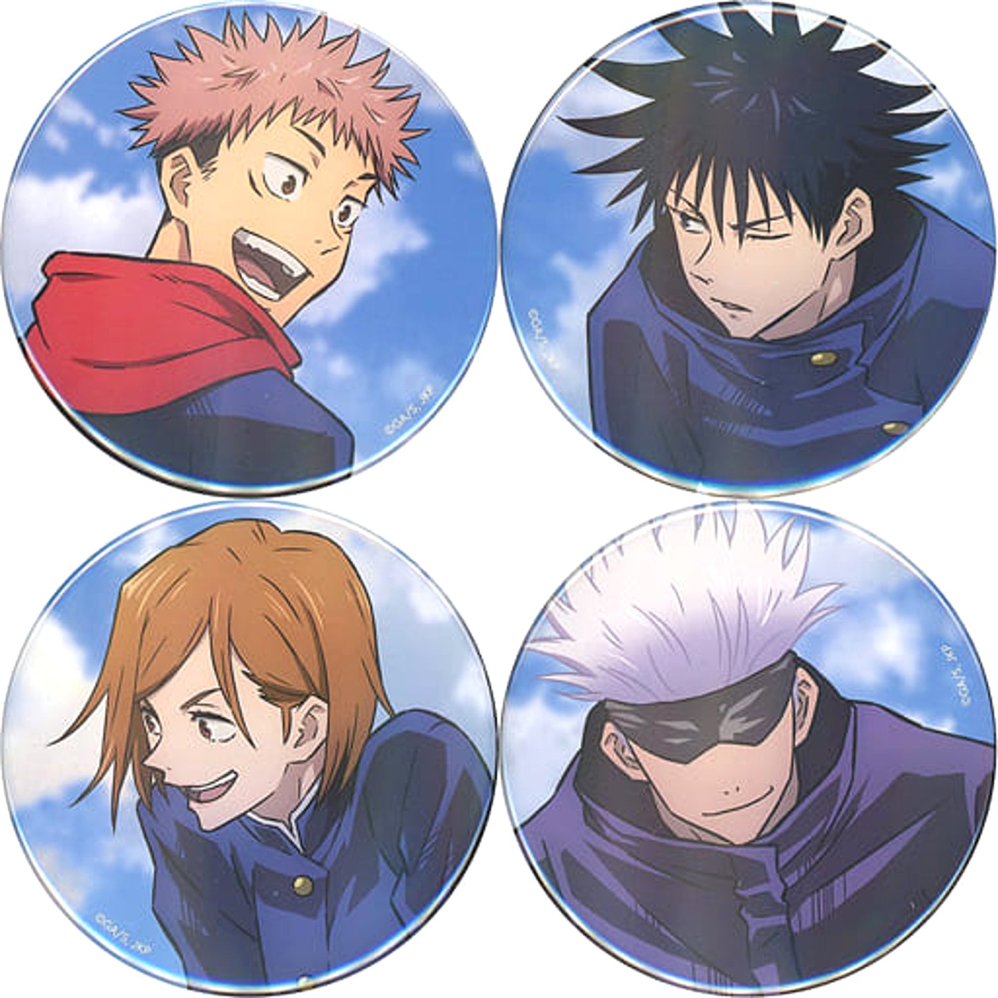 Megumi Fushiguro & Others Jujutsu Kaisen All 4 Types Set Button Mappa Tsutaya Gekijou-ban Dai Hit Kinen Jujutsu Kaisen Mini Anime Genga Exhibition Vol.2 Part3 Limited [USED]
