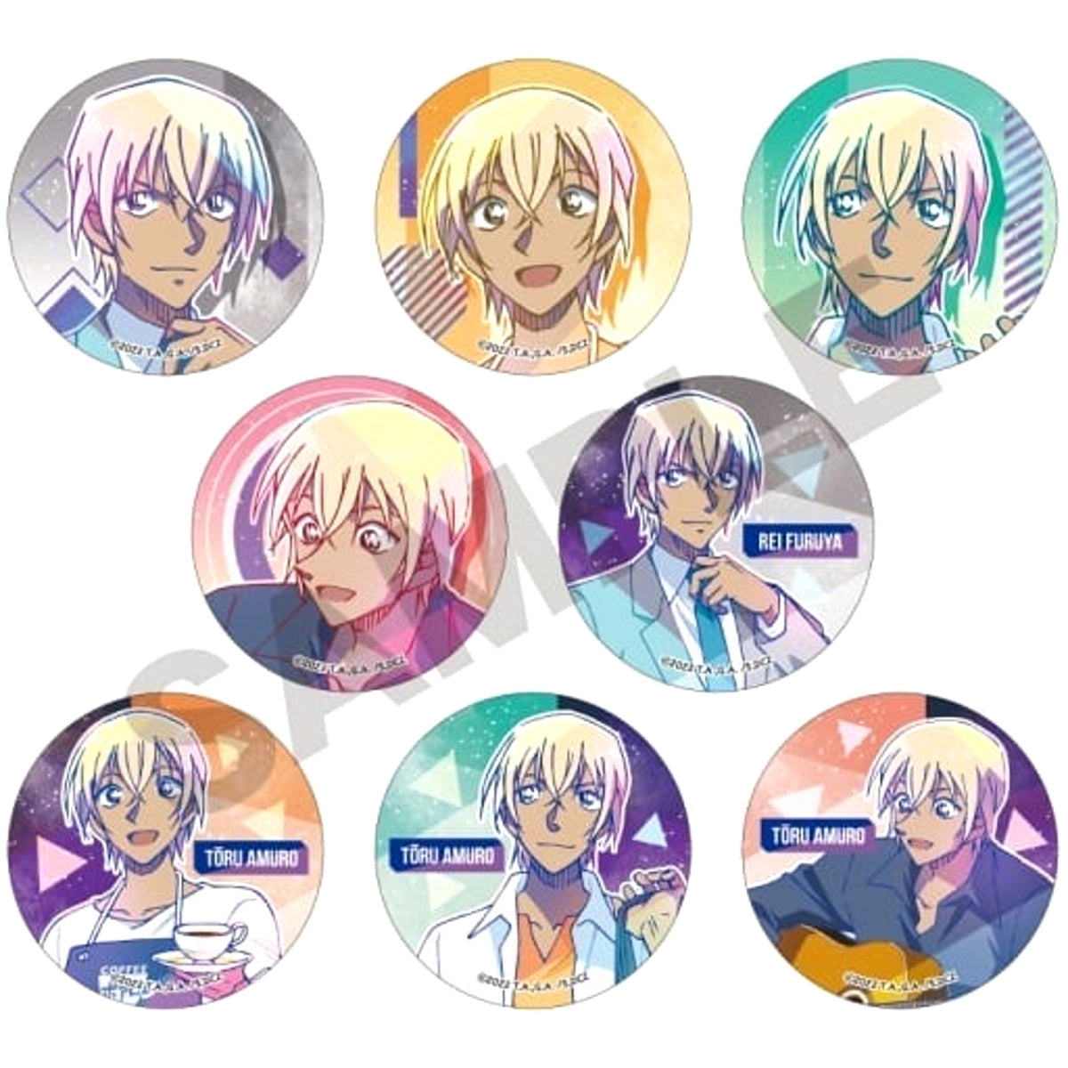 Detective Conan: Zero's Tea Time Toru Amuro & Others Trading Can Badge All 8 Types Set Buttons [USED]
