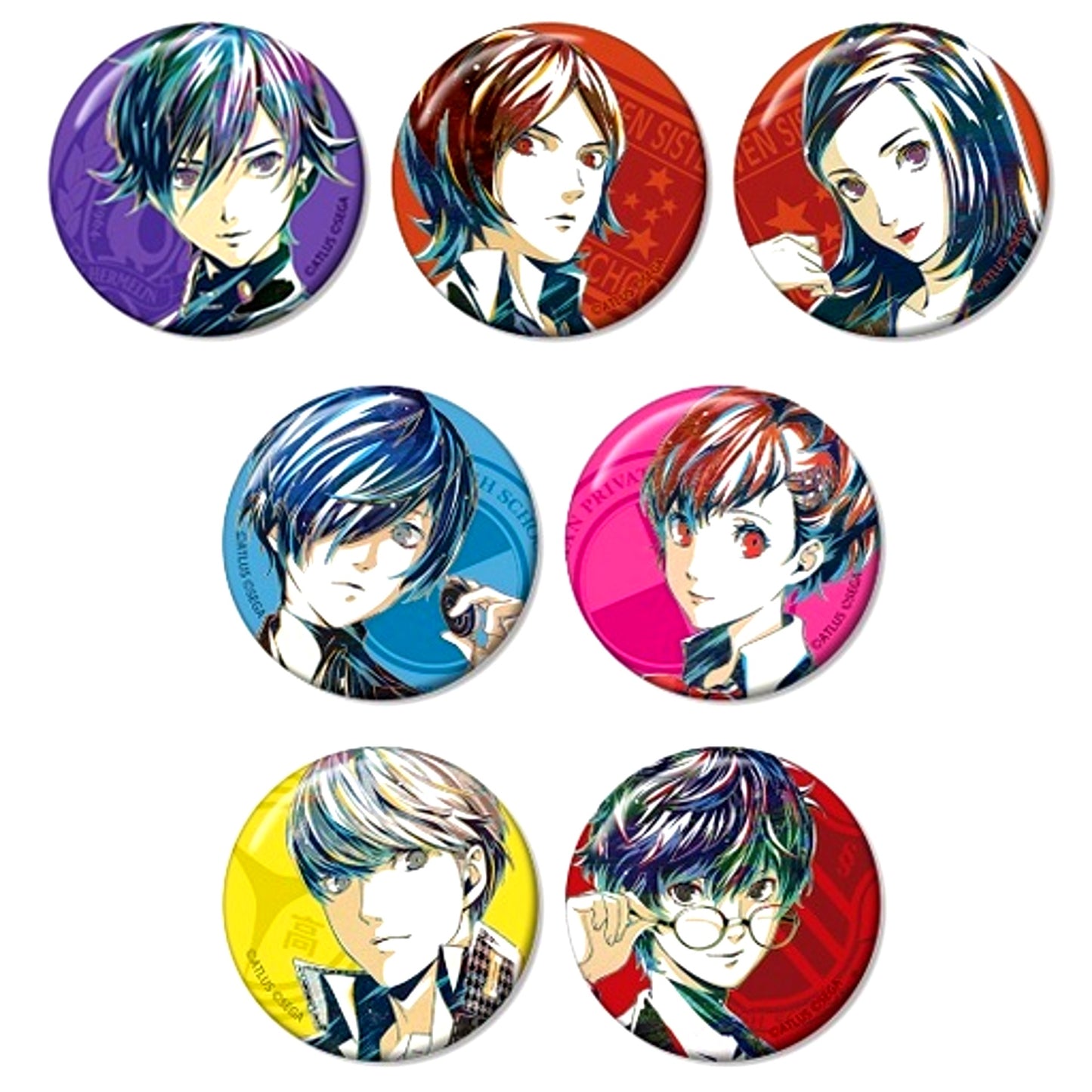 Set of 7 Persona Series Trading Ani-Art Button [USED]