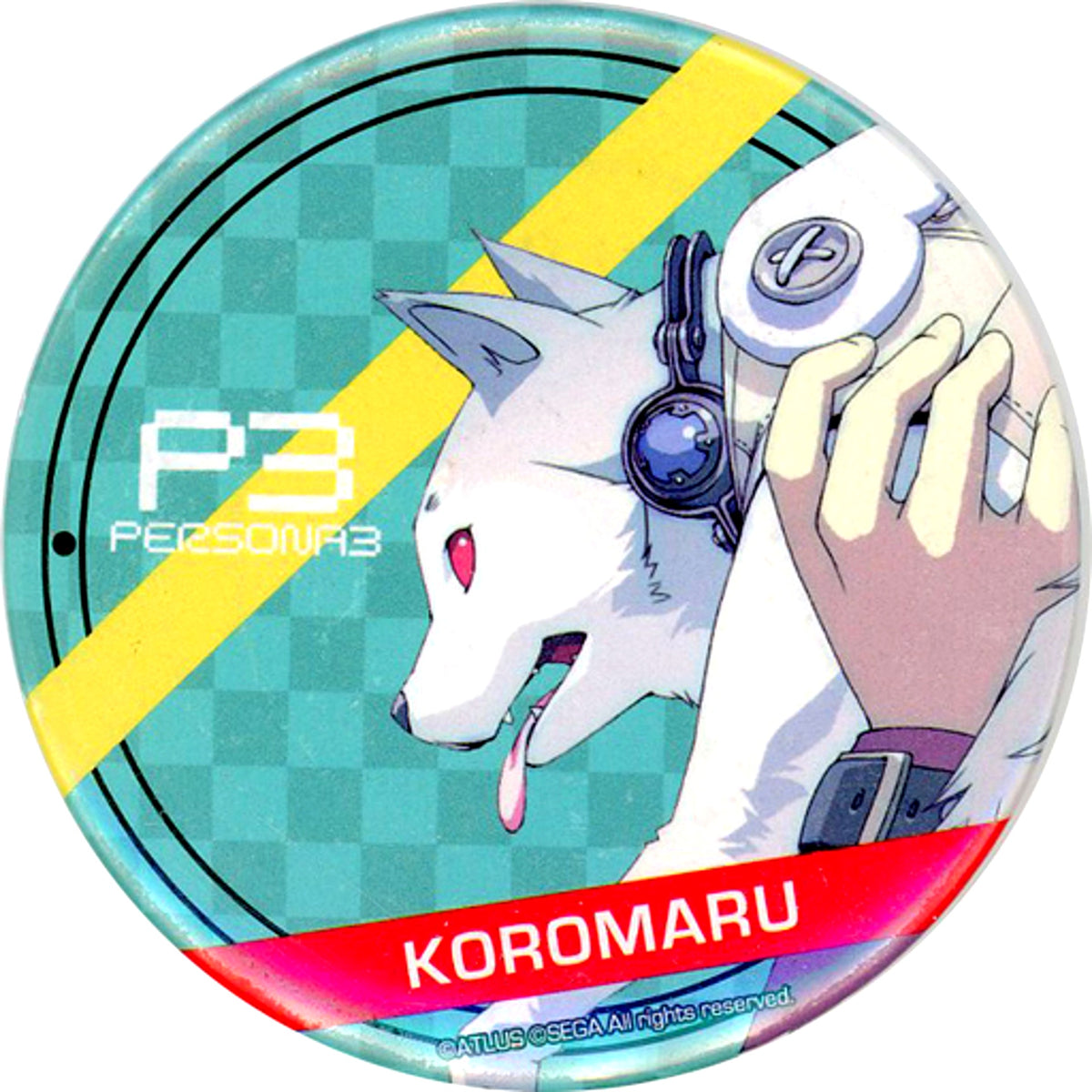 Koromaru Persona 3 and Persona 4 GEO Limited Trading Button [USED]