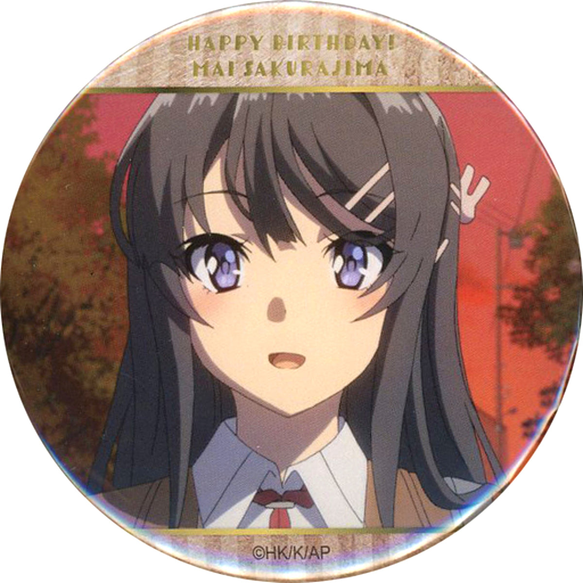 Mai Sakurajima B. Front 75mm Button Kujibikido Rascal Does Not Dream of Bunny Girl Senpai Happy Birthday Kuji 2021 C-2 Prize [USED]