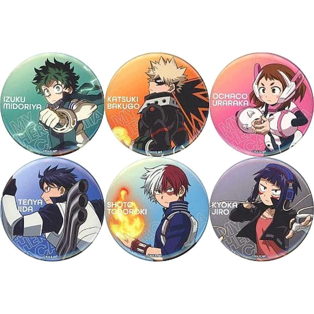 My Hero Academia Katsuki Bakugo & Others Newly Drawn Trading Badge Ver. A Hero Costume Animejapan 2022 Limited All 6 Types Set Buttons [USED]