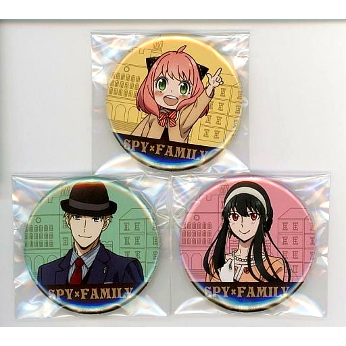 Loid & Anya & Yor SPY x FAMILY AnimeJapan 2022 Ver. Illustration Set of 3 Buttons [USED]