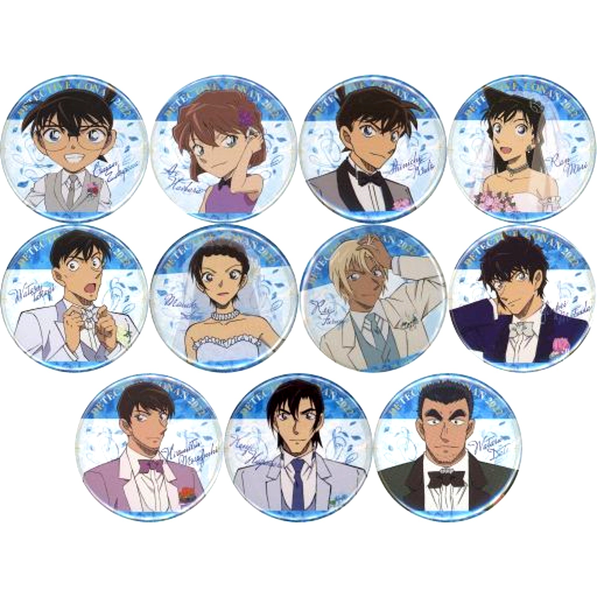 Set of 11 Detective Conan Character Button Collection The Bride of Halloween Theater Goods [USED]