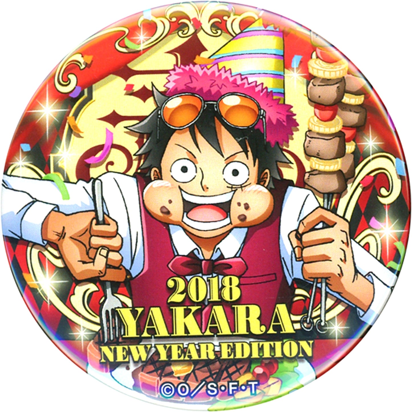 Monkey D. Luffy 2018 Yakara Button New Year Edition One Piece Pirate Bag 2018 [USED]