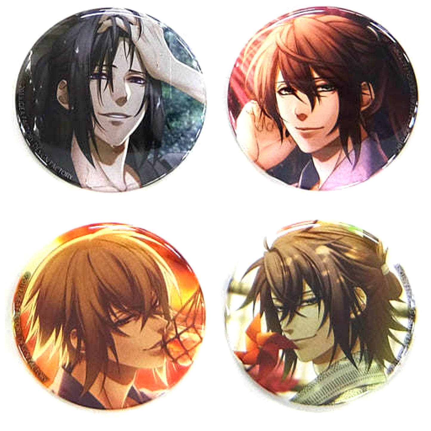 Hakuouki Tsukikage no Shou Toshizo Hijikata & Others Newly Drawn Can Badge animate Limited Switch Software Bundled Benefits Set of 4 Buttons [USED]