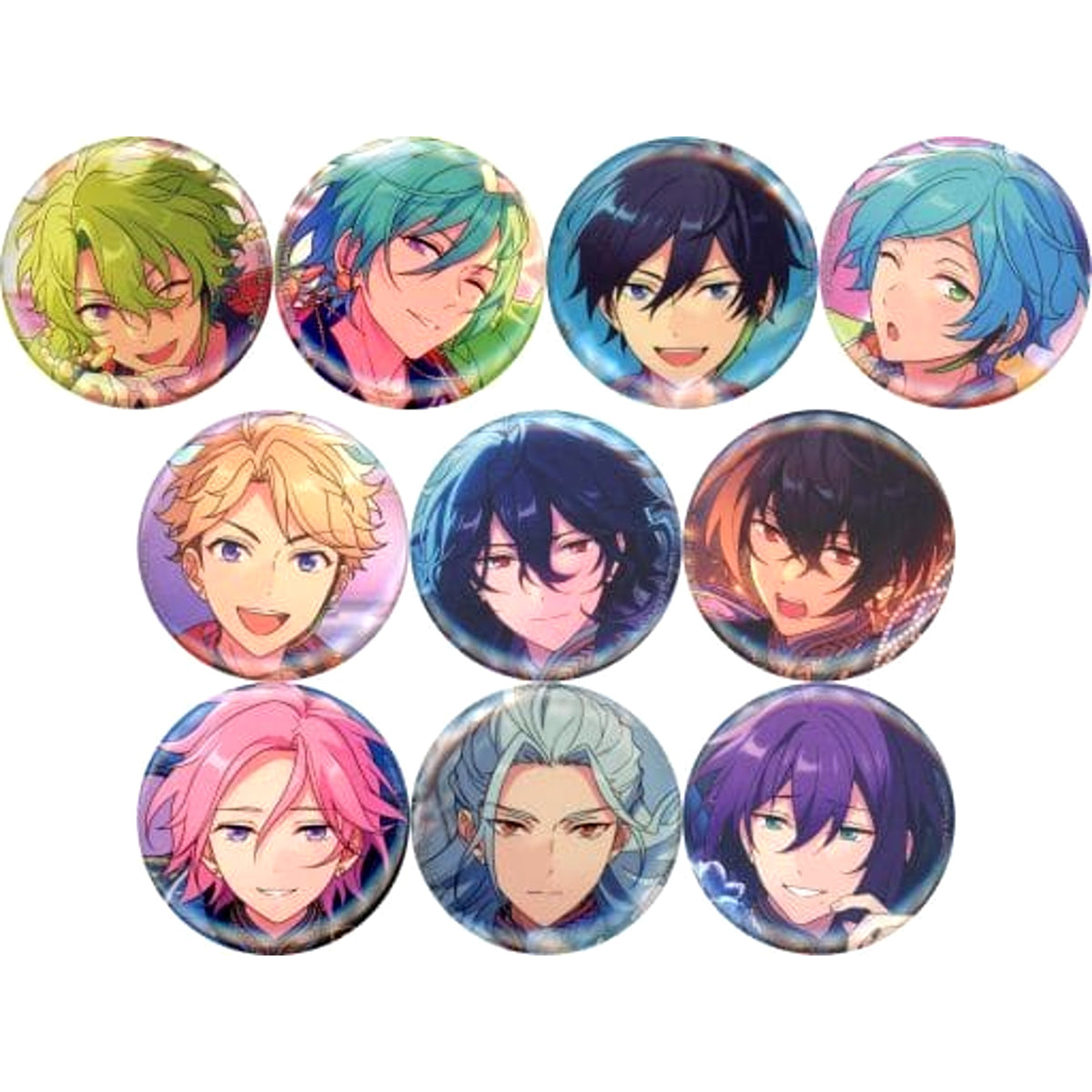 Ensemble Stars!! Hiyori Tomoe & Others Shuffle Can Badge Getto Spectacle & La Mort Idol Side All 10 Types Set Buttons [USED]