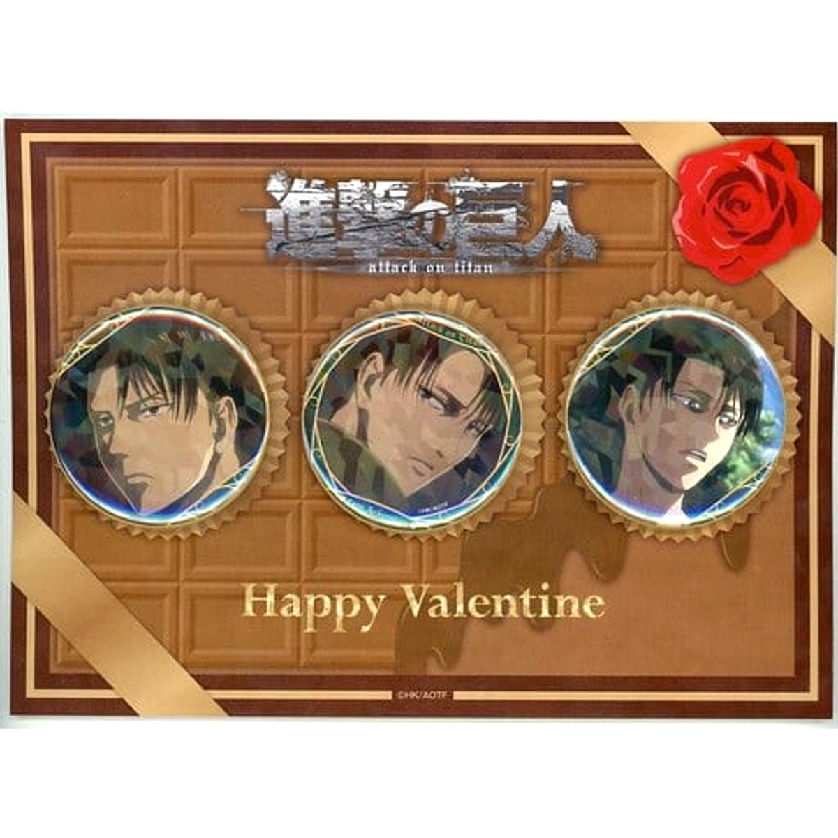 Attack on Titan Levi Ackerman Favorite Series Valentine Ver. Can Badge 3 Types Set Buttons [USED]