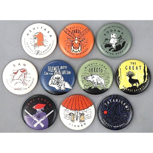 Ashitaka & Others Princess Mononoke All 10 Types Set Button Collection [USED]