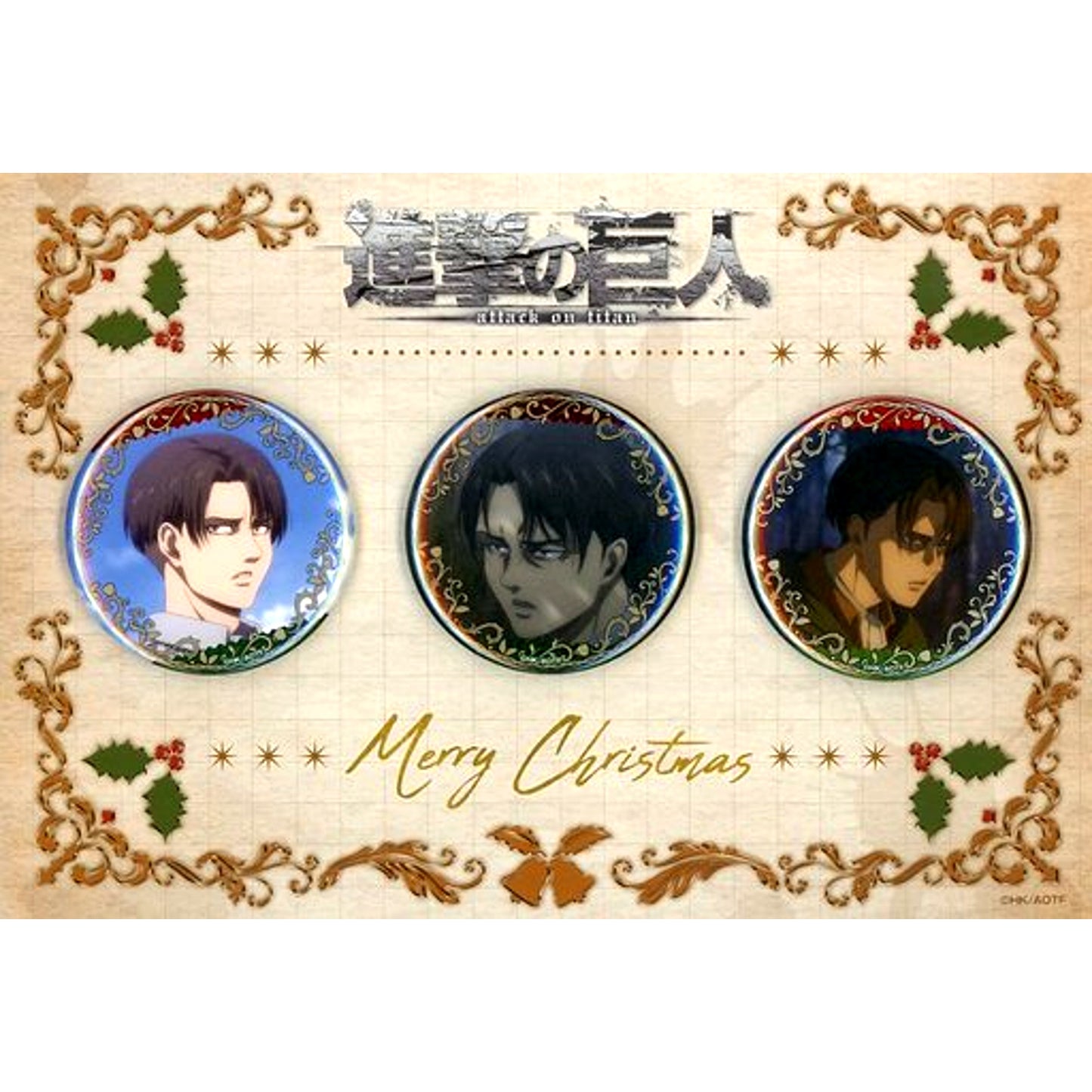 Levi Ackerman Badge Set - Christmas Ver. / 3 Pieces Attack on Titan The Final Season favorite series [USED]