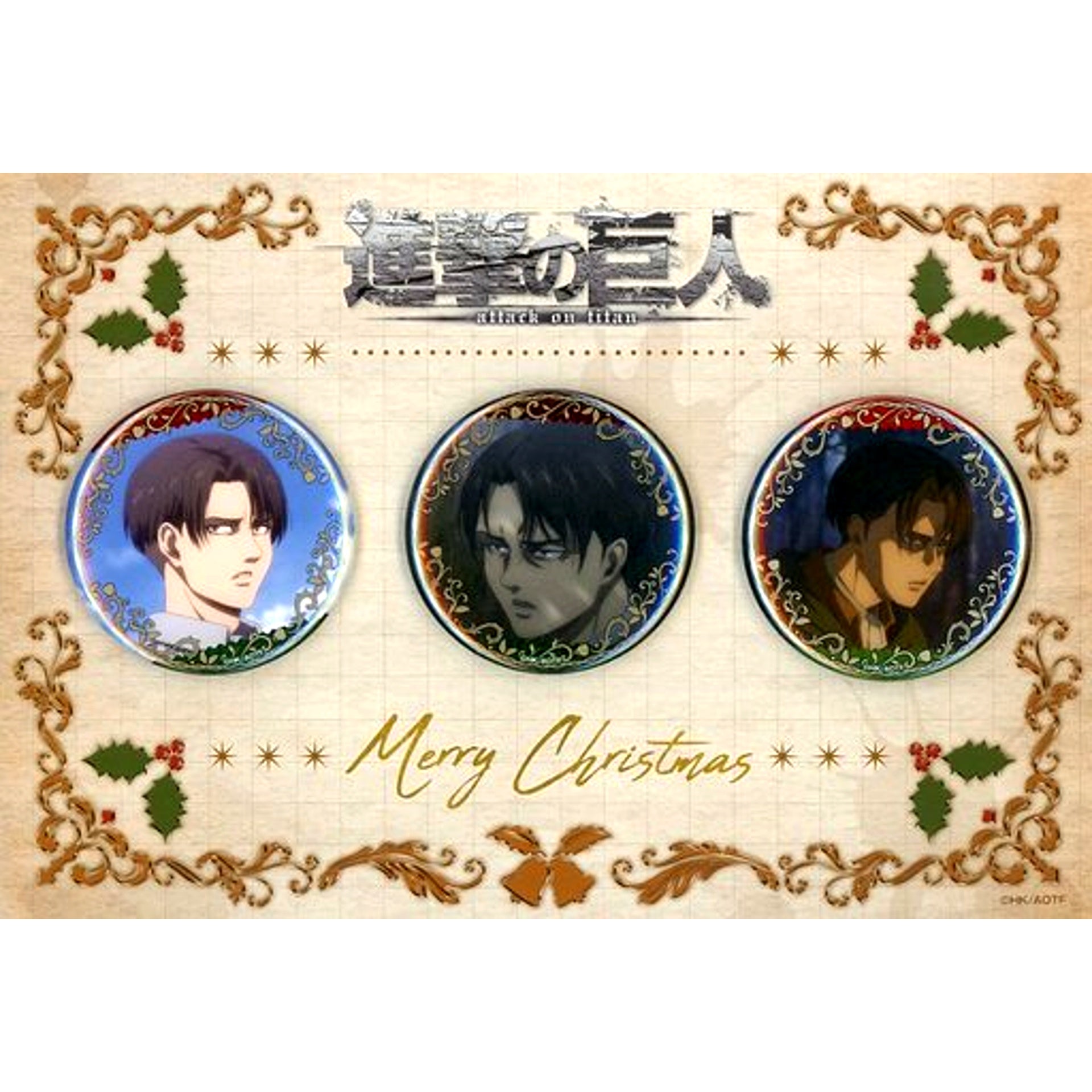 Levi Ackerman Badge Set - Christmas Ver. / 3 Pieces Attack on Titan The Final Season favorite series [USED]