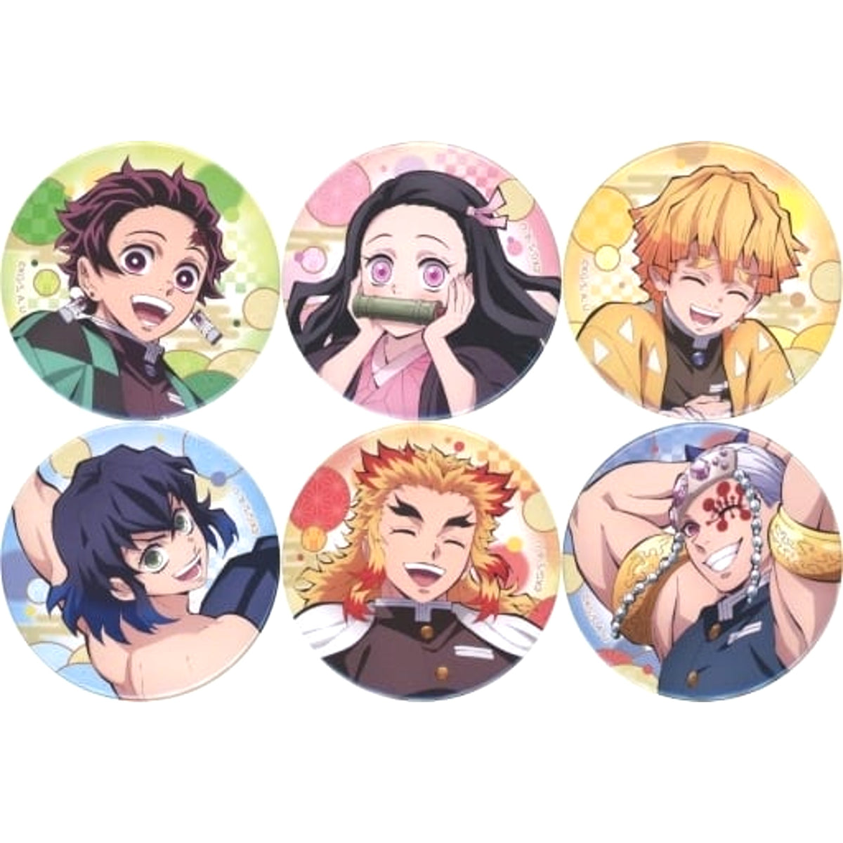 Demon Slayer: Kimetsu no Yaiba Zenitsu Agatsuma & Others Random Can Badge Total Concentration Exhibition Mugen Train & Entertainment District Arc Limited All 6 Types Set Buttons [USED]