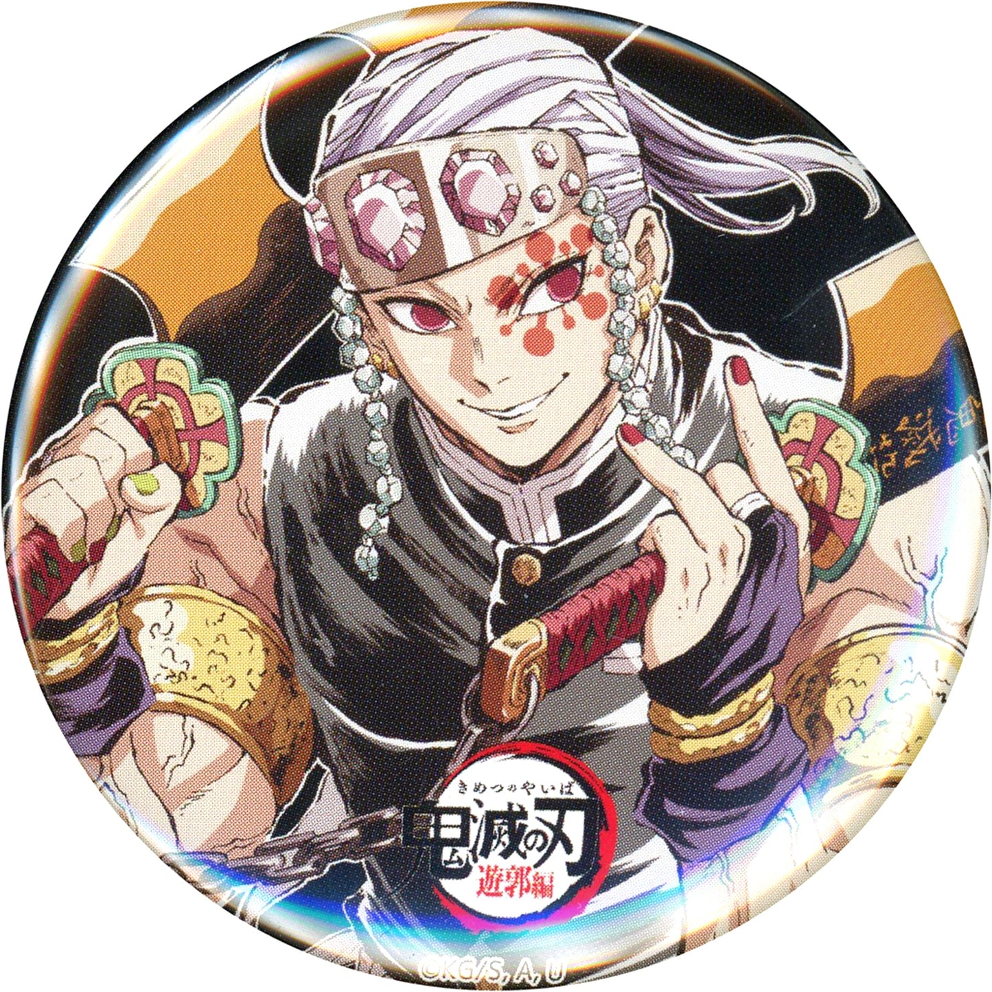 Tengen Uzui Pose Demon Slayer: Kimetsu no Yaiba Intermission Drawing Eyecatch Random Button 3 Zen-Shuchu Exhibition -Mugen Train Arc Entertainment District Arc- [USED]