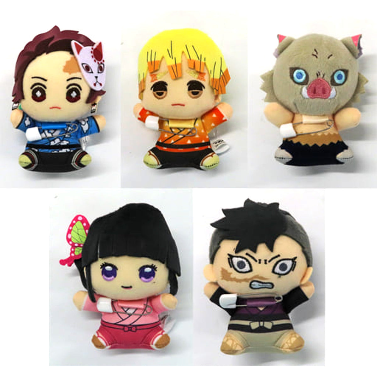 Demon Slayer: Kimetsu no Yaiba Kanao Tsuyuri & Others Sticky Plush Toy Badge Vol.4 All 5 Types Set Buttons [USED]