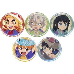 Demon Slayer: Kimetsu no Yaiba Kyojuro Rengoku & Others Random 57mm Can Badge B Ufotable Cafe X Machi Asobi Cafe Children's Day Event 2022 Limited All 5 Types Set Buttons [USED]