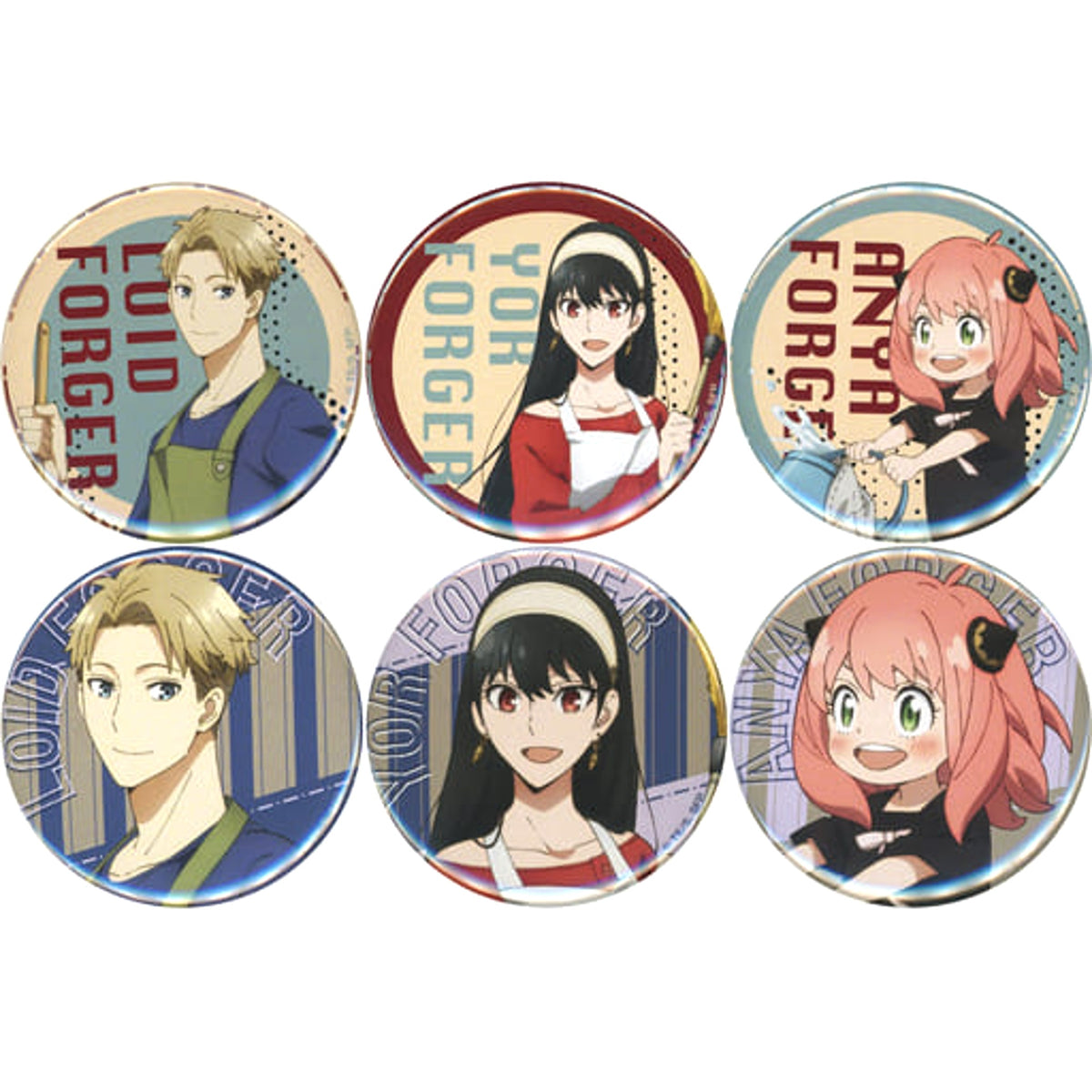 SPY x FAMILY Anya Forger & Others Trading Can Badge Cleaning Ver. All 6 Types Set Buttons [USED]